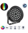 GLOBOSTAR® FLOODNEVA 90400 Προβολέας Σποτ Wall Washer LED 72W 6120lm 30° DC 24V Αδιάβροχο IP65 Πολύχρωμο RGBW Dimmable DMX512 - Bridgelux SMD Chip - Μαύρο - Μ24.5 x Π24.5 x Υ14.7cm - 3 Χρόνια Εγγύηση